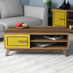 Mesa de centro Ayla amarillo nogal Practica Hogar