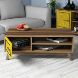 Mesa de centro Ayla amarillo nogal Practica Hogar
