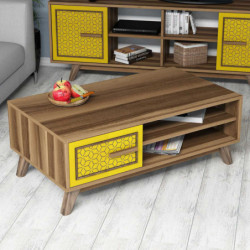 Mesa de centro Ayla amarillo nogal Practica Hogar