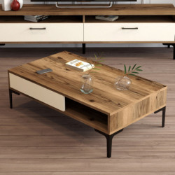 Mesa de centro istanbul crema nogal Practica Hogar