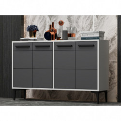 Mueble TV Stria Blanco Antracita Practica Hogar