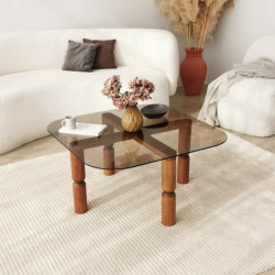 Mesa de centro Kei Bronze bronce nogal Practica Hogar