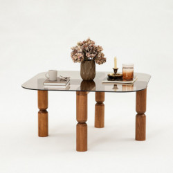 Mesa de centro Kei Bronze bronce nogal Practica Hogar