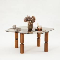 Mesa de centro Kei Bronze bronce nogal Practica Hogar