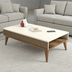 Mesa de centro Milan crema nogal Practica Hogar