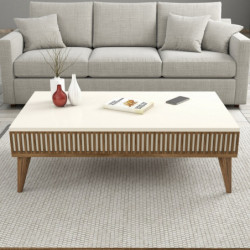 Mesa de centro Milan crema nogal Practica Hogar