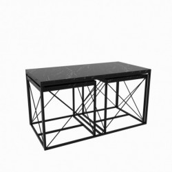 Set mesas de café Defne negro mármol Practica Hogar