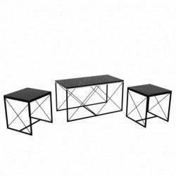 Set mesas de café Defne negro mármol Practica Hogar