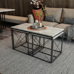 Set mesas de café Defn negro gris claro Practica Hogar