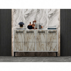 Mueble TV Stria Blanco Mármol Practica Hogar
