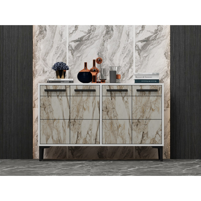 Mueble TV Stria Blanco Mármol Practica Hogar Mueble TV Stria Blanco Mármol Practica Hogar