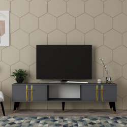 Mueble TV Asel Antracita Oro Practica Hogar