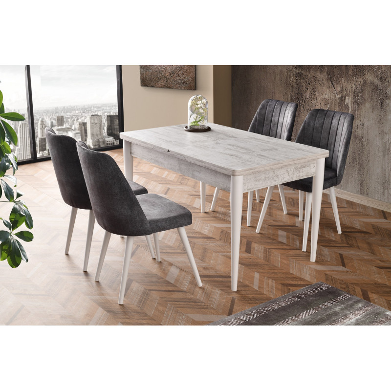 Mesa de comedor extensible Ahshap Kelebek-1233 blanco Practica Hogar Mesa de comedor extensible Ahshap Kelebek-1233 blanco Practica Hogar