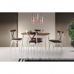 Mesa de comedor extensible Dolunay-1282 blanco nogal Practica Hogar