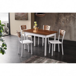 Mesa de comedor extensible Polo-1301 blanco nogal Practica Hogar