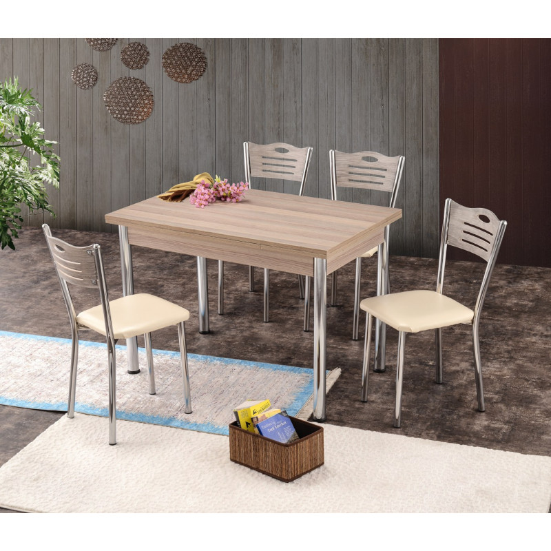 Mesa de comedor extensible Polo-1307 plateado roble Practica Hogar Mesa de comedor extensible Polo-1307 plateado roble Practica Hogar