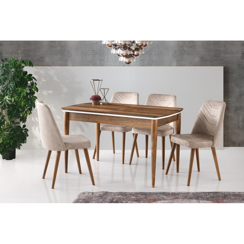 Mesa de comedor extensible Vega-1133 blanco nogal Practica Hogar Mesa de comedor extensible Vega-1133 blanco nogal Practica Hogar