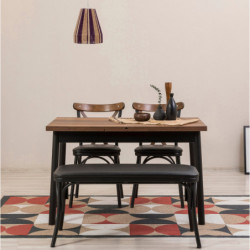 Set mesa comedor extensible y sillas (4 piezas) Oliver negro Practica Hogar