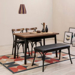 Set mesa comedor extensible y sillas (4 piezas) Oliver negro Practica Hogar