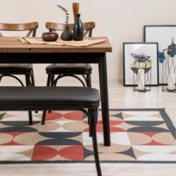 Set mesa comedor extensible y sillas (4 piezas) Oliver negro Practica Hogar