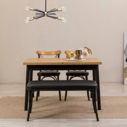 Set mesa comedor extensible y sillas (4 piezas) Oliver negro Practica Hogar