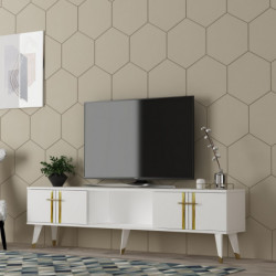 Mueble TV Asel Blanco Oro Practica Hogar