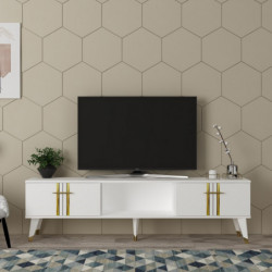 Mueble TV Asel Blanco Oro Practica Hogar