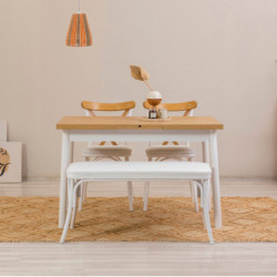 Set mesa comedor extensible y sillas (4 piezas) Oliver blanco Practica Hogar