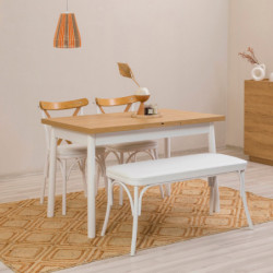 Set mesa comedor extensible y sillas (4 piezas) Oliver blanco Practica Hogar