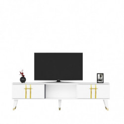 Mueble TV Asel Blanco Oro Practica Hogar