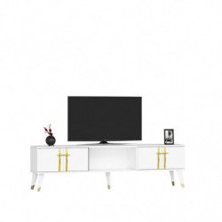Mueble TV Asel Blanco Oro Practica Hogar