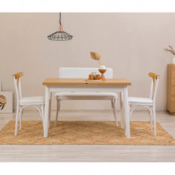 Set mesa comedor extensible y sillas (4 piezas) Oliver blanco Practica Hogar