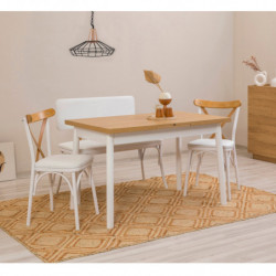 Set mesa comedor extensible y sillas (4 piezas) Oliver blanco Practica Hogar