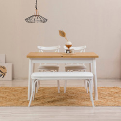 Set mesa comedor extensible y sillas (4 piezas) Oliver blanco Practica Hogar