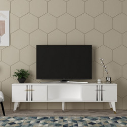 Mueble TV Asel Blanco Plata Practica Hogar