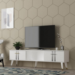 Mueble TV Asel Blanco Plata Practica Hogar