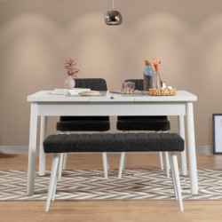 Set mesa comedor extensible y sillas (4 piezas) Santiago antracita blanco Practica Hogar
