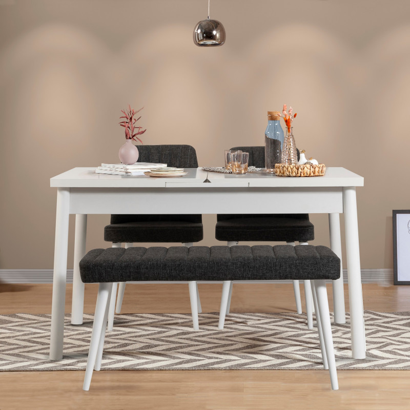 Set mesa comedor extensible y sillas (4 piezas) Santiago antracita blanco Practica Hogar Set mesa comedor extensible y sillas (4 piezas) Santiago antracita blanco Practica Hogar