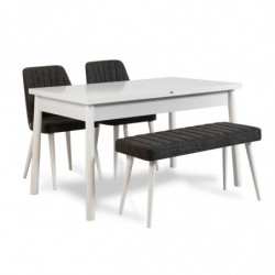 Set mesa comedor extensible y sillas (4 piezas) Santiago antracita blanco Practica Hogar