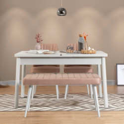 Set mesa comedor extensible y sillas (4 piezas) Santiago piedra blanco Practica Hogar