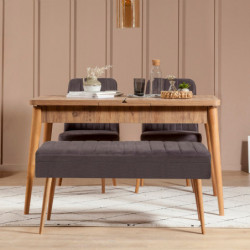 Set mesa comedor extensible y sillas (4 piezas) Vina 0701-3 pino atlántico antracita Practica Hogar