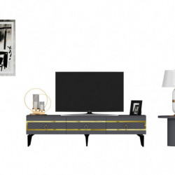 Mueble TV ipek Antracita Oro Practica Hogar