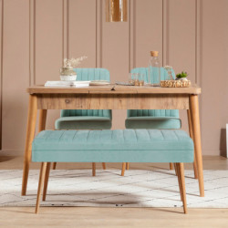 Set mesa comedor extensible y sillas (4 piezas) Vina 0701-3 pino atlántico verde pistacho Practica Hogar
