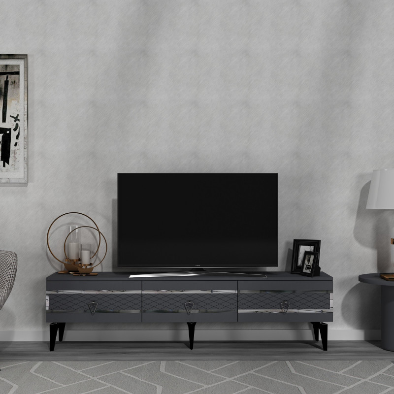 Mueble TV ipek Antracita Plata Practica Hogar Mueble TV ipek Antracita Plata Practica Hogar