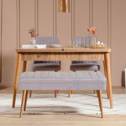 Set mesa comedor extensible y sillas (4 piezas) Vina 0701-3 pino atlántico gris Practica Hogar