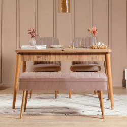 Set mesa comedor extensible y sillas (4 piezas) Vina 0900 3 pino atlántico Practica Hogar
