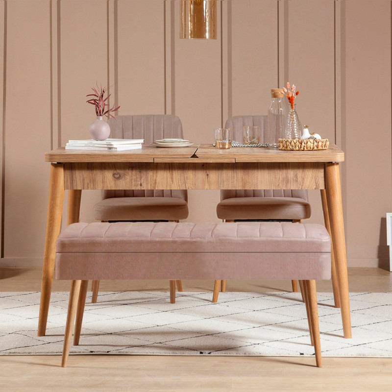 Set mesa comedor extensible y sillas (4 piezas) Vina 0900 3 pino atlántico Practica Hogar Set mesa comedor extensible y sillas (4 piezas) Vina 0900 3 pino atlántico Practica Hogar