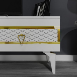 Mueble TV ipek Blanco Oro Practica Hogar