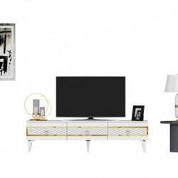Mueble TV ipek Blanco Oro Practica Hogar