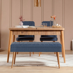 Set mesa comedor extensible y sillas (4 piezas) Vina 1048 3 pino atlántico azul oscuro Practica Hogar